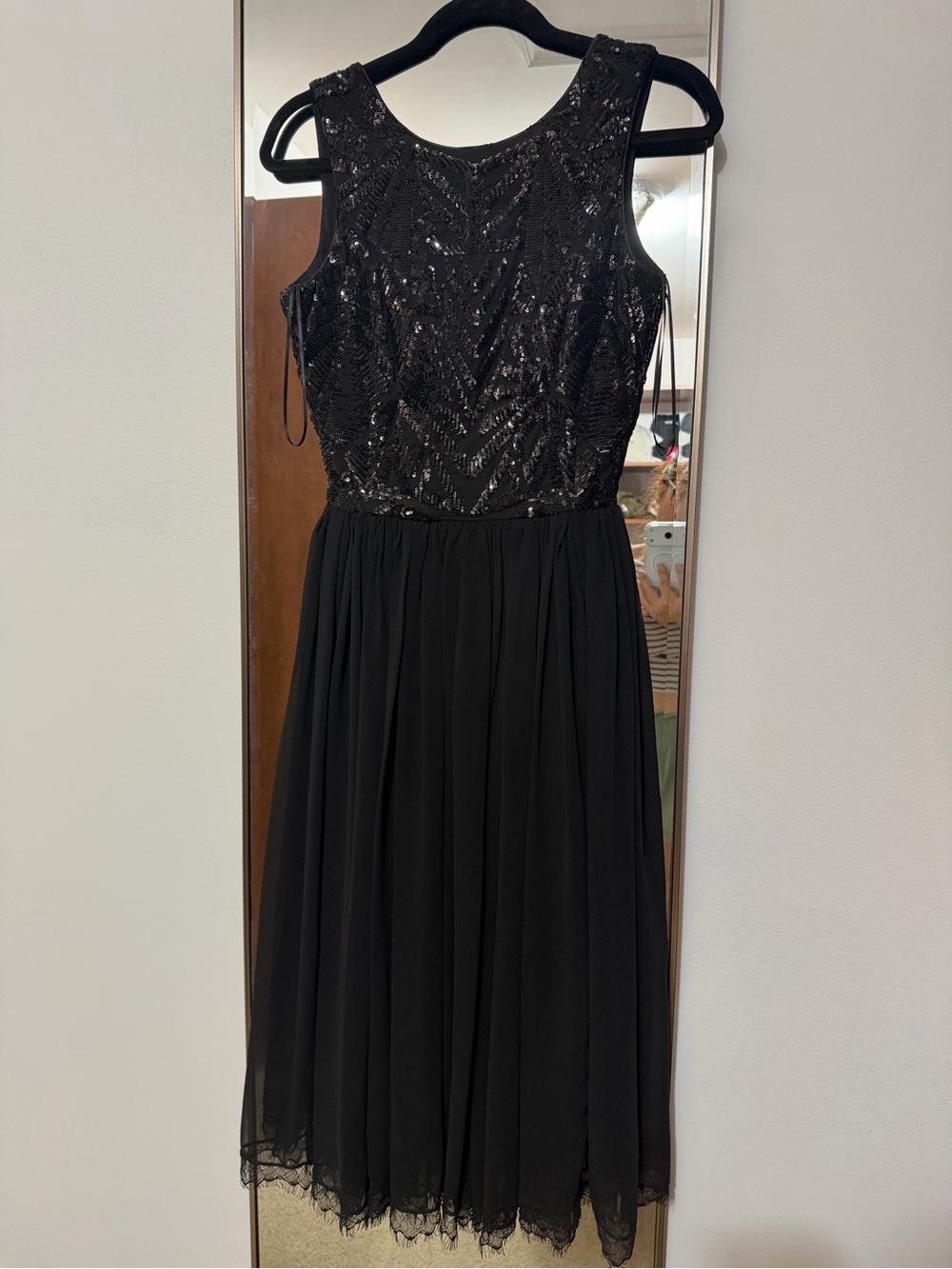 Dress the Population Black Sequin Bodice Midi Dress